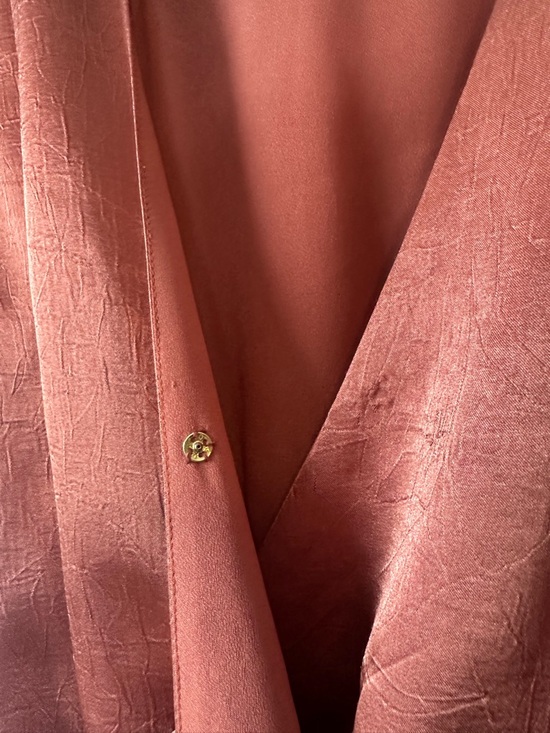 House of Harlow 1960 Copper Rust Satin Wrap Mini Dress - Picture 3 of 8